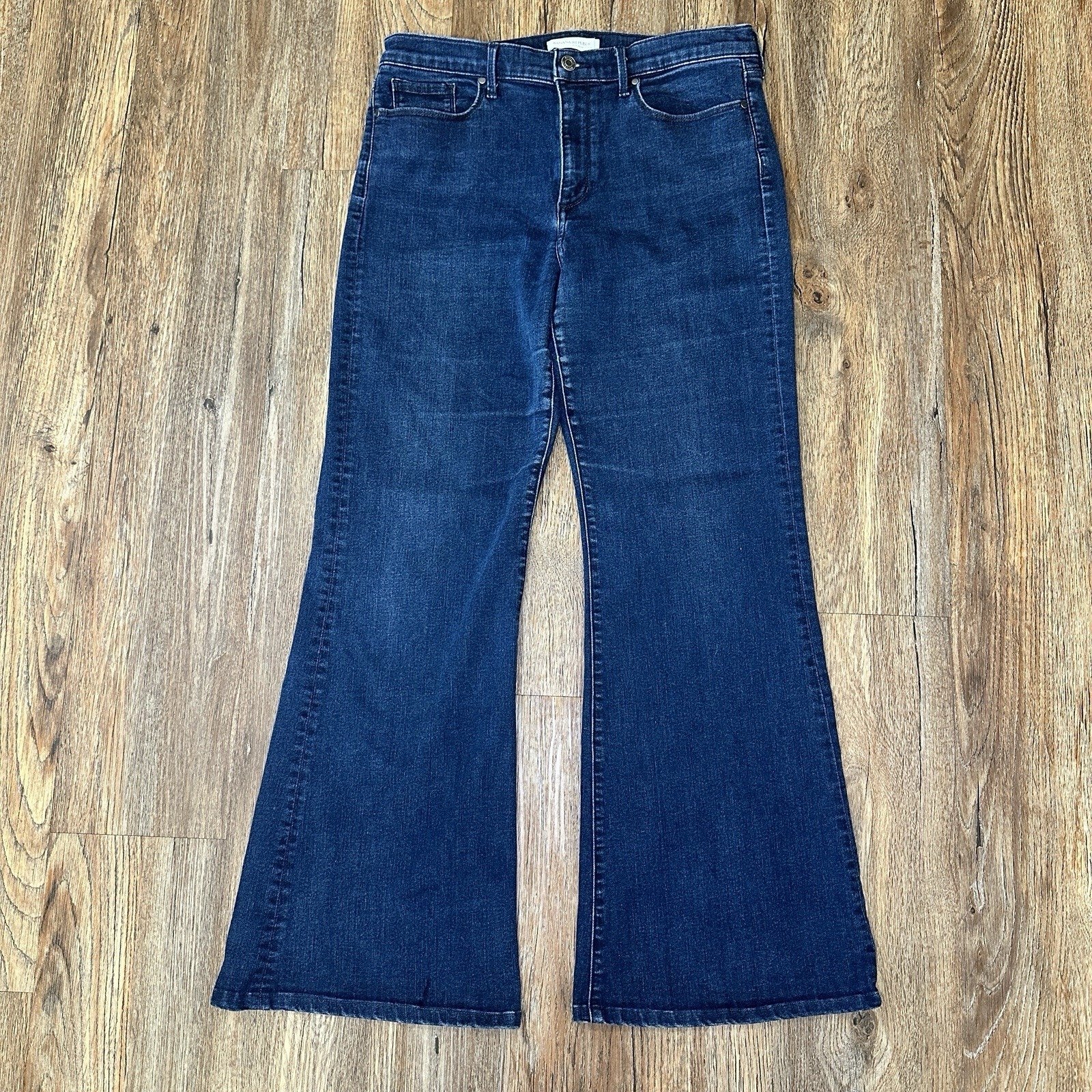 Banana Republic Jeans Women's Sz 32 Flare Leg Dark Wash Denim Stretch High Rise